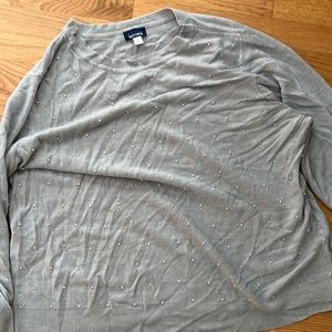Beautiful pearl accented gray sweater, brand new